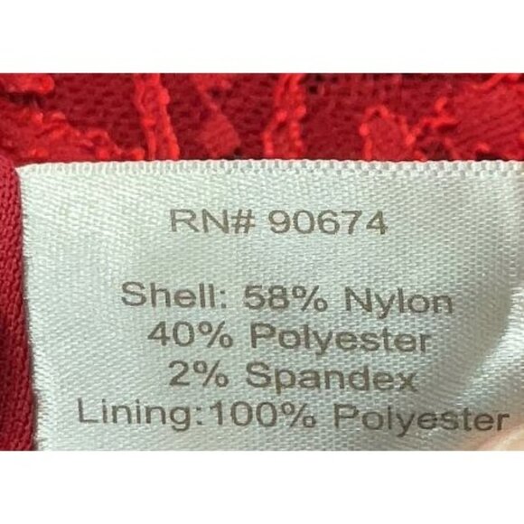 Boston Proper Red Off the Shoulder Scallop Lace Top Size XS Lined Shirt Blouse - Picture 4 of 6